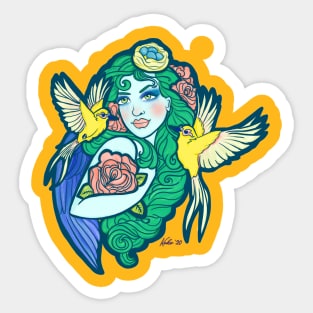 Bird Lady Sticker